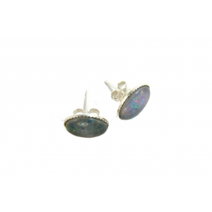 Opal Cabochon and Silver Stud Earrings Opal Cabochon and Silver Stud Earrings